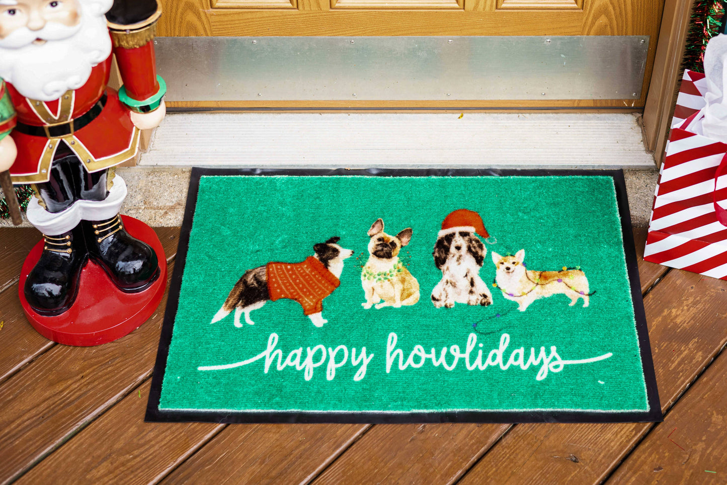 Happy Howlidays Christmas Green Doormat
