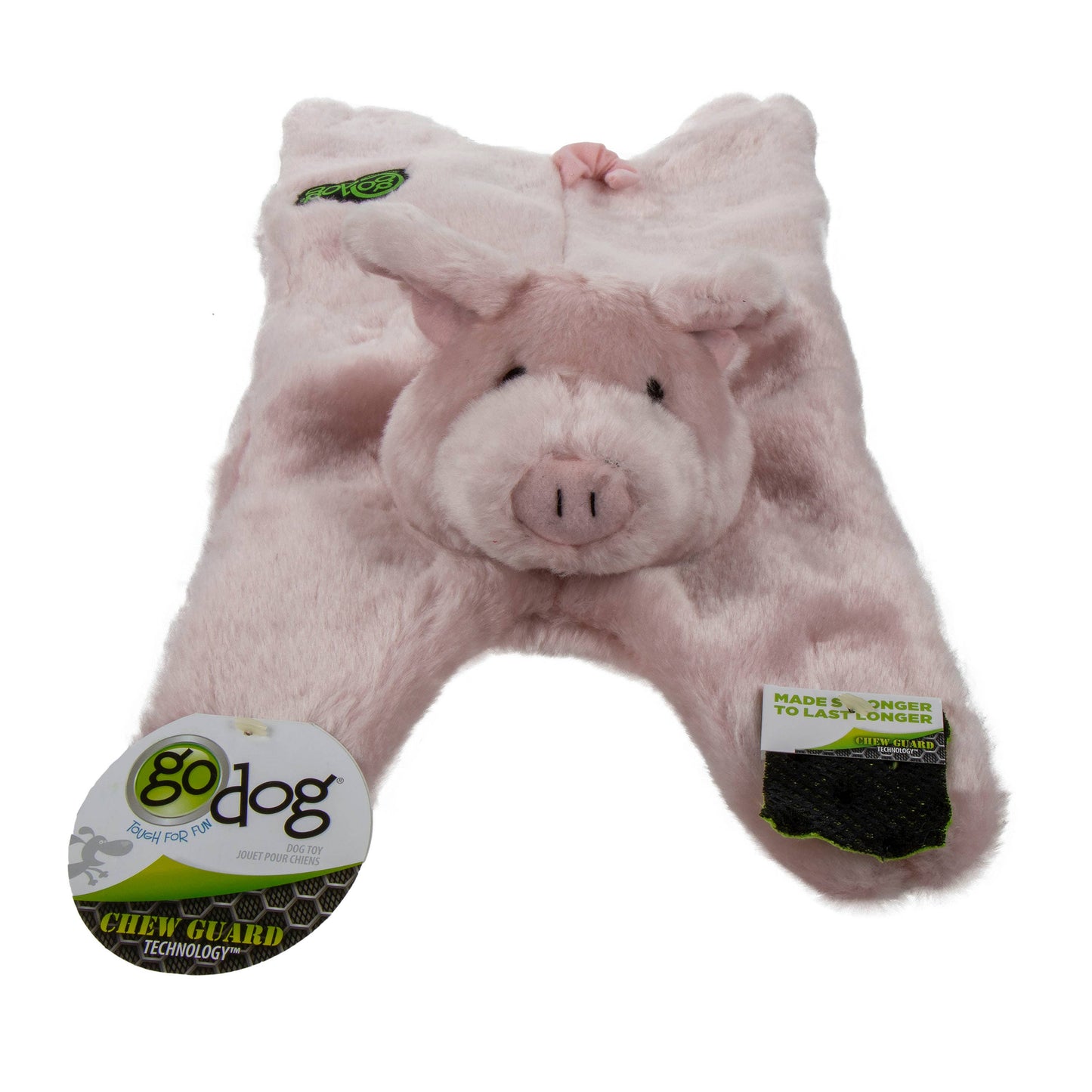 goDog Barnyard Buddies Pig Squeaky Plush Flattie Large