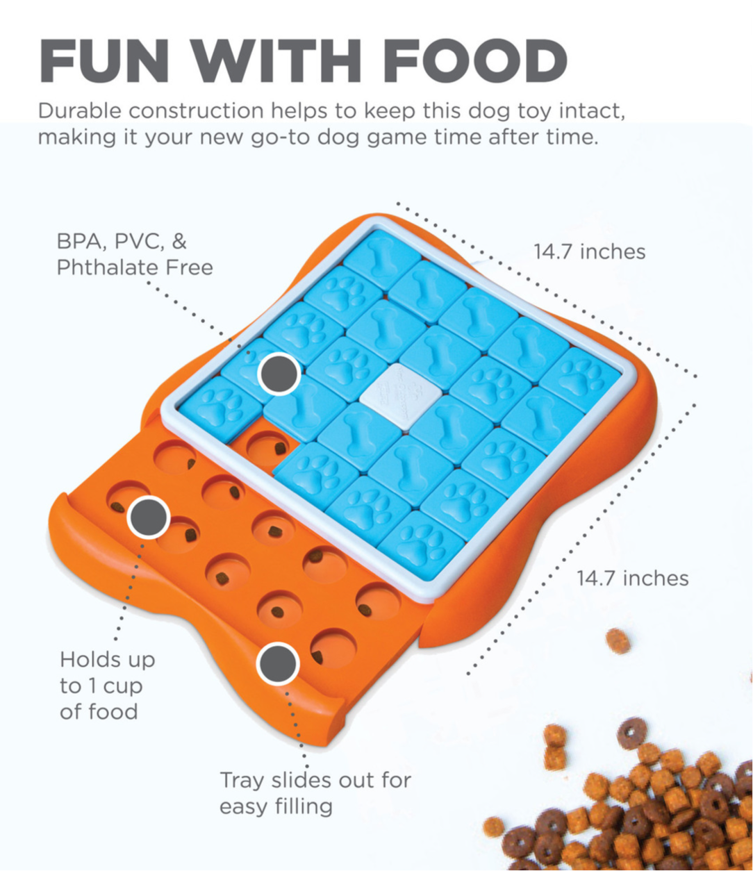 Nina Ottosson Challenge Slider Interactive Treat Dog Puzzle Toy Blue/Orange Level 3