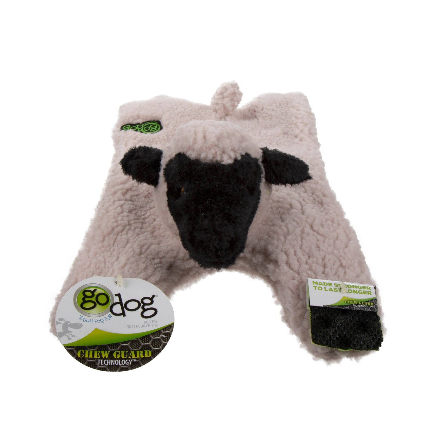 goDog Barnyard Buddies Lamb Squeaky Plush Flattie Large