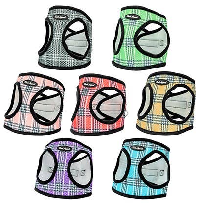 Plaid Mesh Step in Harness: Pink Plaid