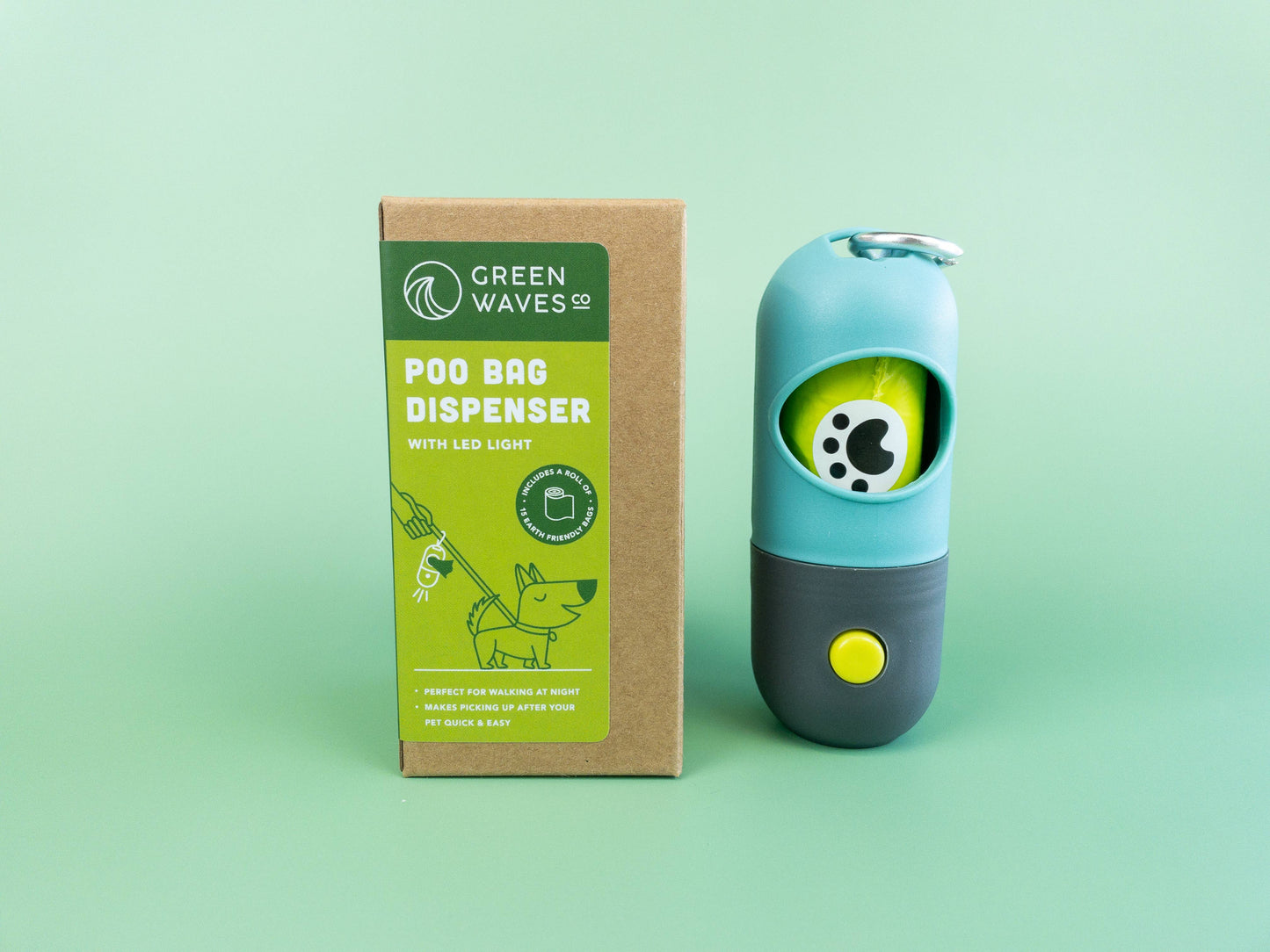 Poop Bag Dispenser with LED Flashlight: Blue