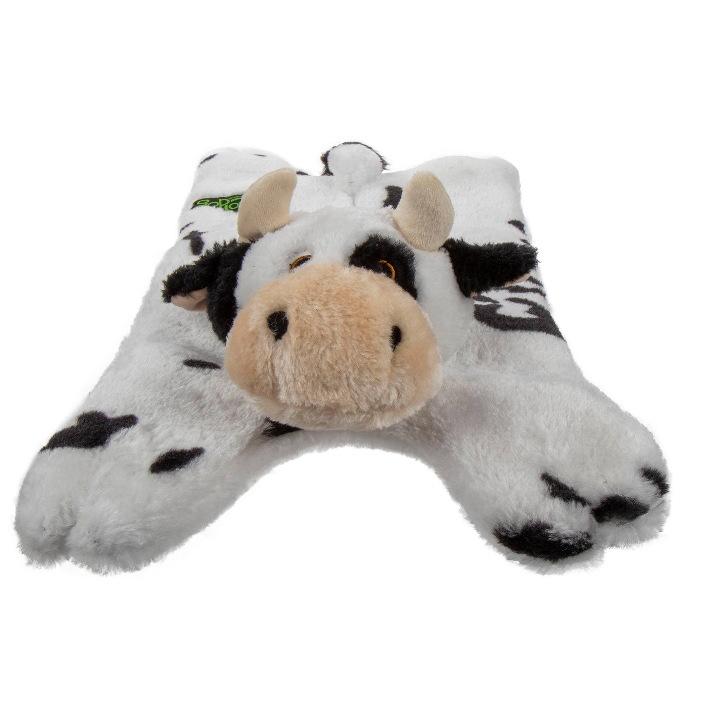 goDog Barnyard Buddies Cow Squeaky Plush Flattie Large