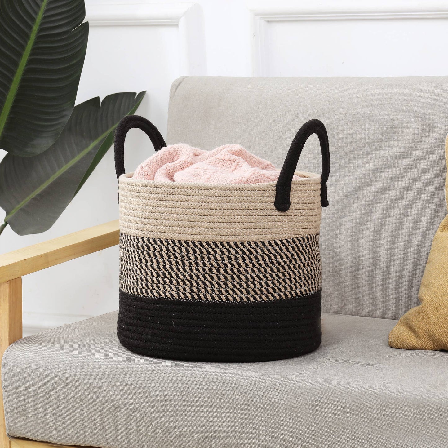 Boho Organic Cotton Rope Storage Basket: Large