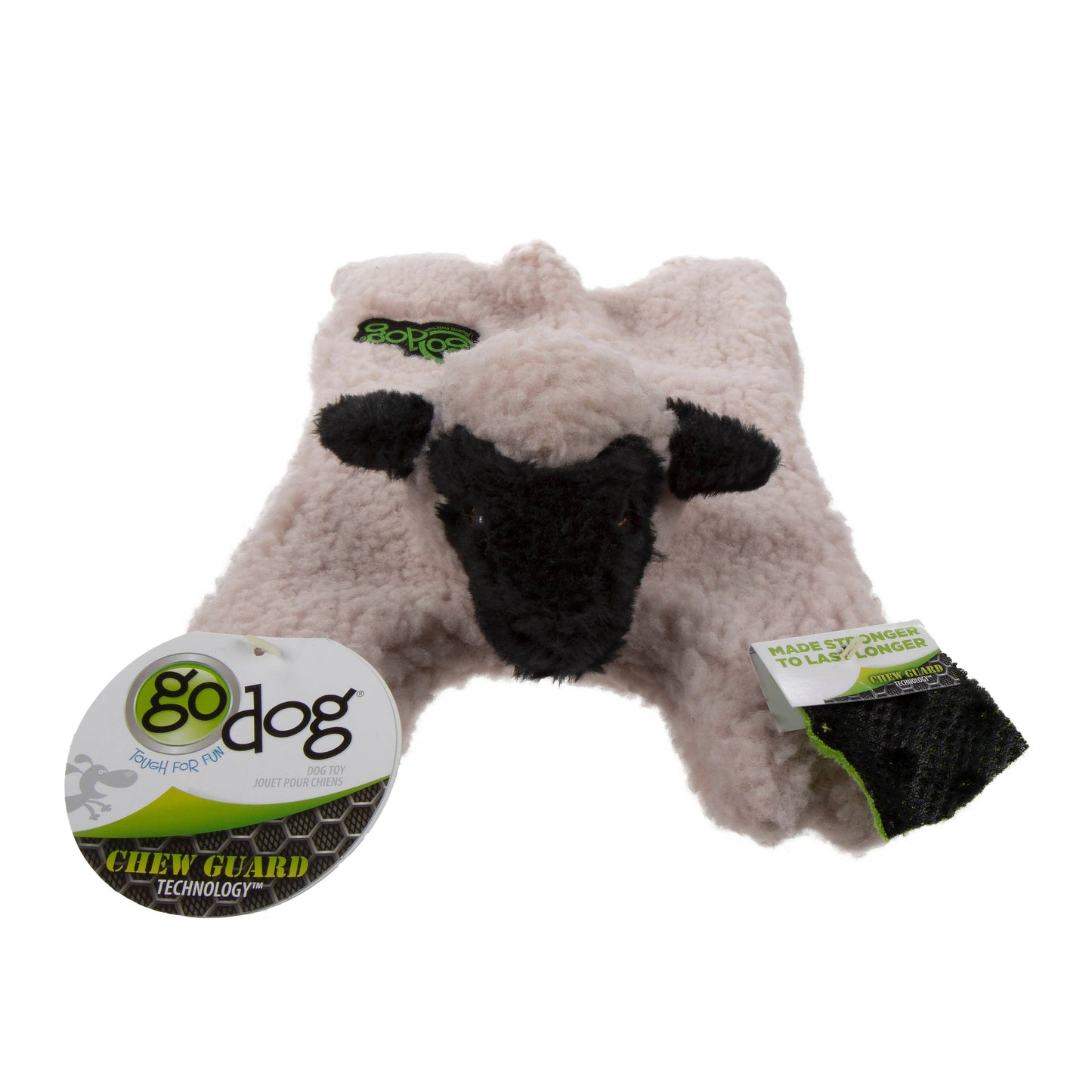 goDog Barnyard Buddies Lamb Squeaky Plush Flattie Small/Med
