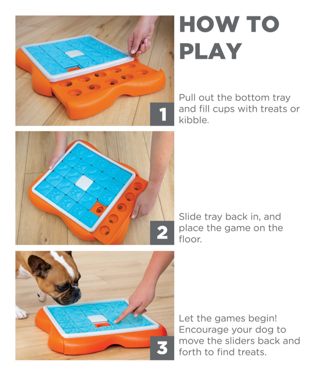Nina Ottosson Challenge Slider Interactive Treat Dog Puzzle Toy Blue/Orange Level 3