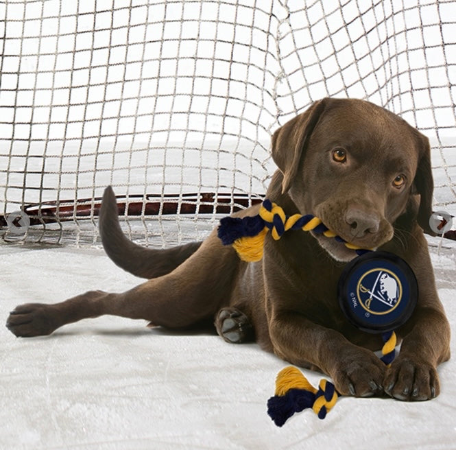 Buffalo Sabres Hockey Puck & Rope Pet Toy