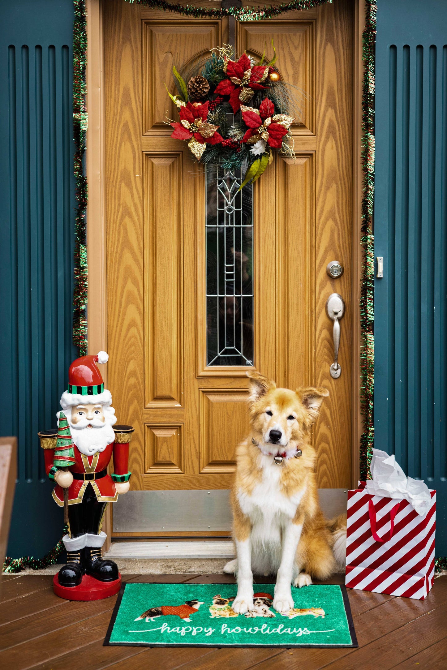 Happy Howlidays Christmas Green Doormat