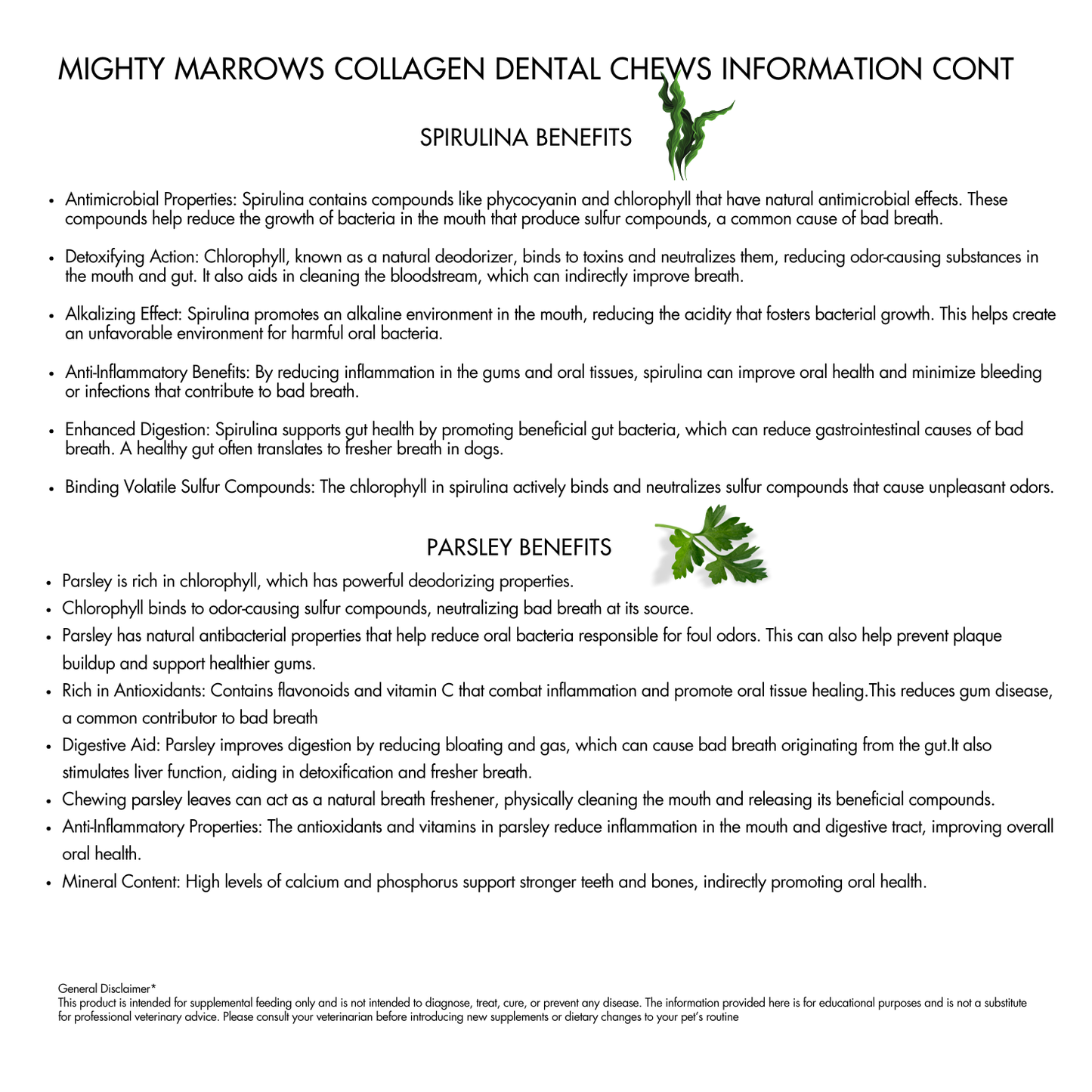Mighty Marrows Collagen Dental Chew - Pork Parsley -Small