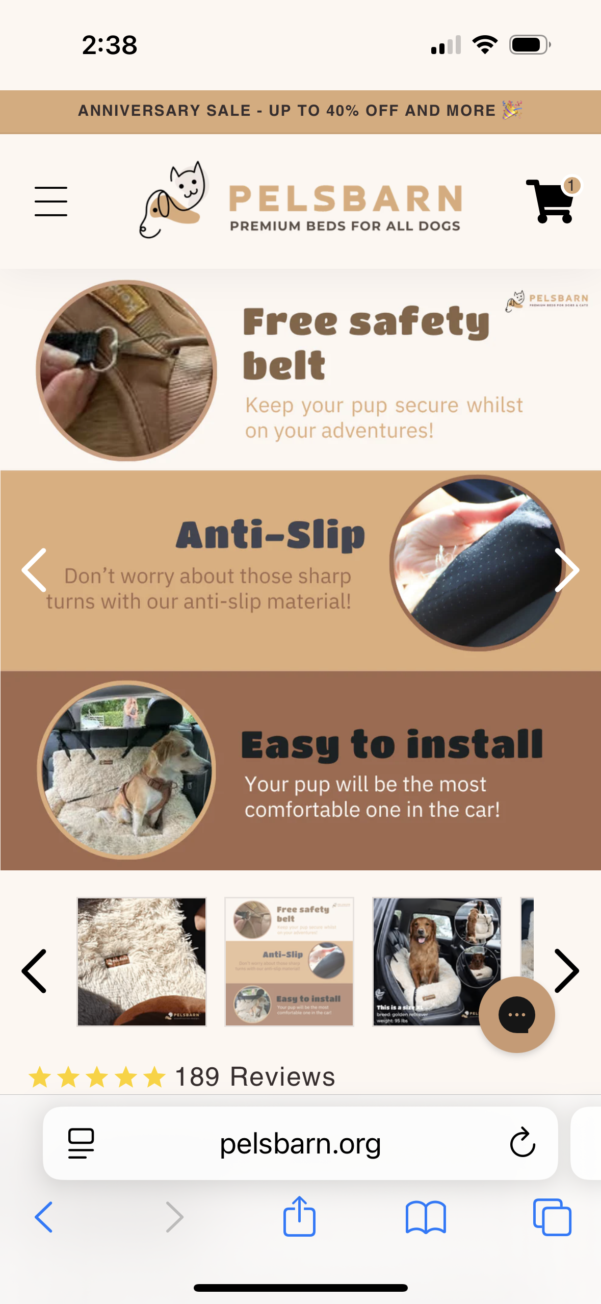 Pelsbarn Protecting Car Bed: Beige XL