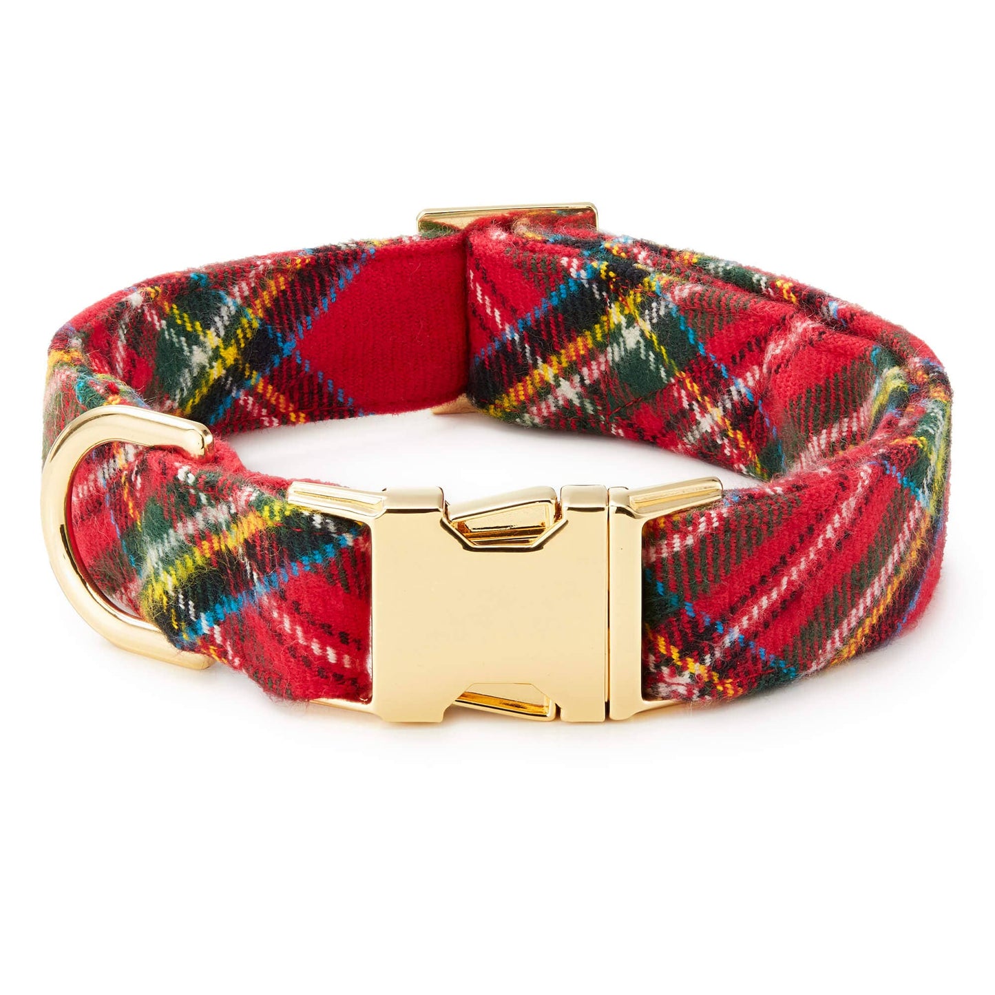 Tartan Plaid Flannel Holiday Dog Collar: Gold