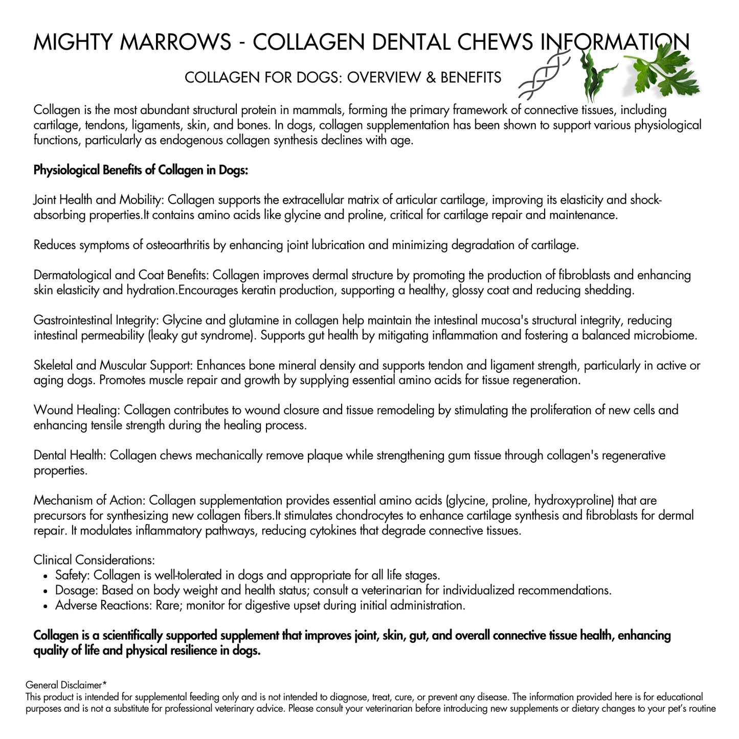 Mighty Marrows Collagen Dental Chew - Pork Parsley -Small