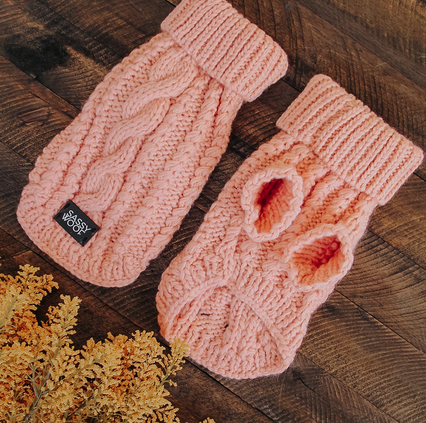 Cable Knit Sweater - Pink