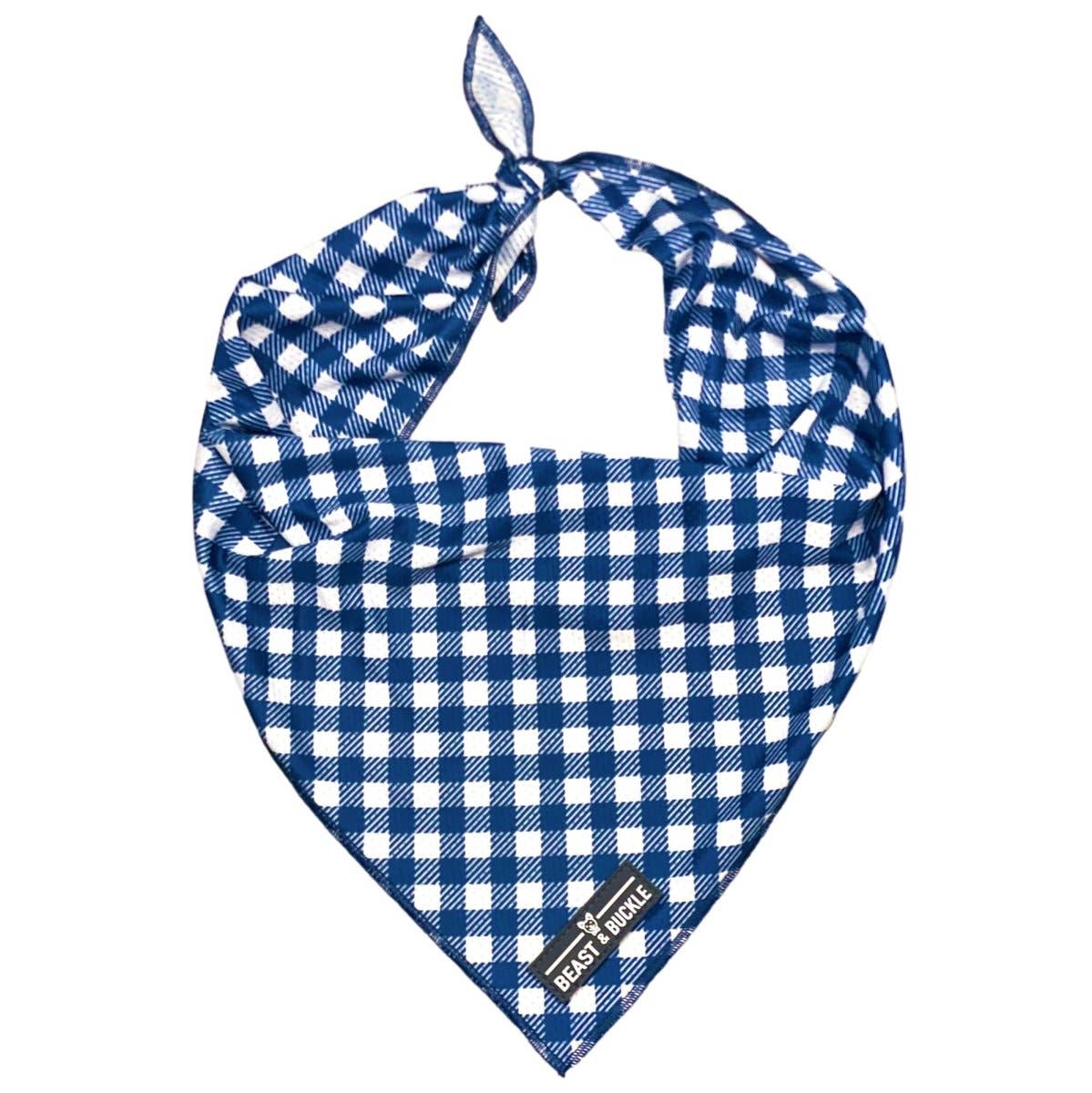 Blue Gingham Cooling Dog Bandana