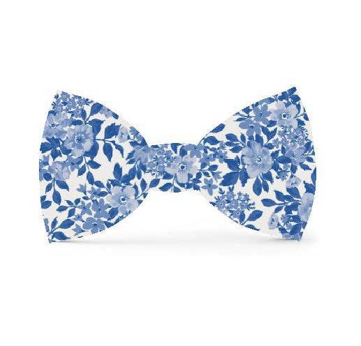 Blue Roses Spring Dog Bow Tie
