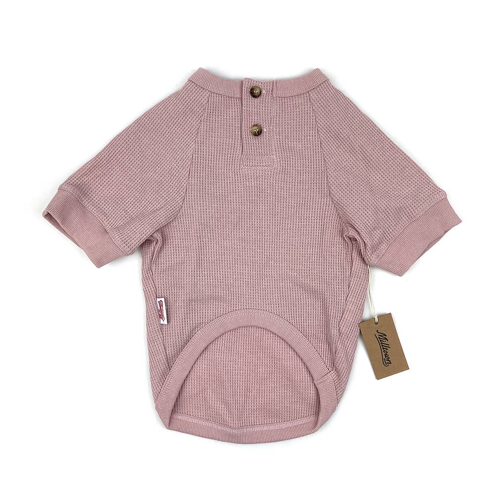 Dog Waffle Henley T-shirt - Cuddle Pink