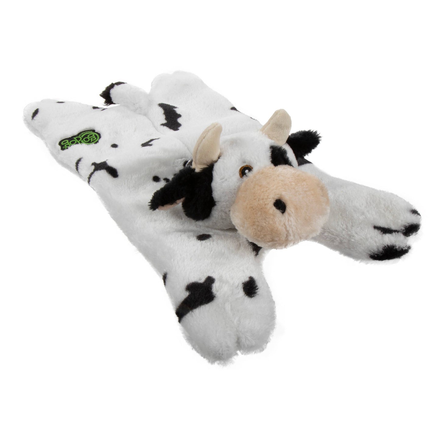 goDog Barnyard Buddies Cow Squeaky Plush Flattie Large