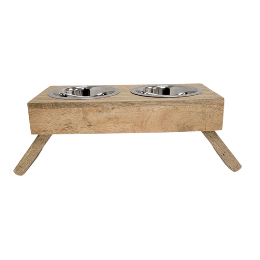 Eco-Friendly Elevated Dog Wood Feeder (Natural)