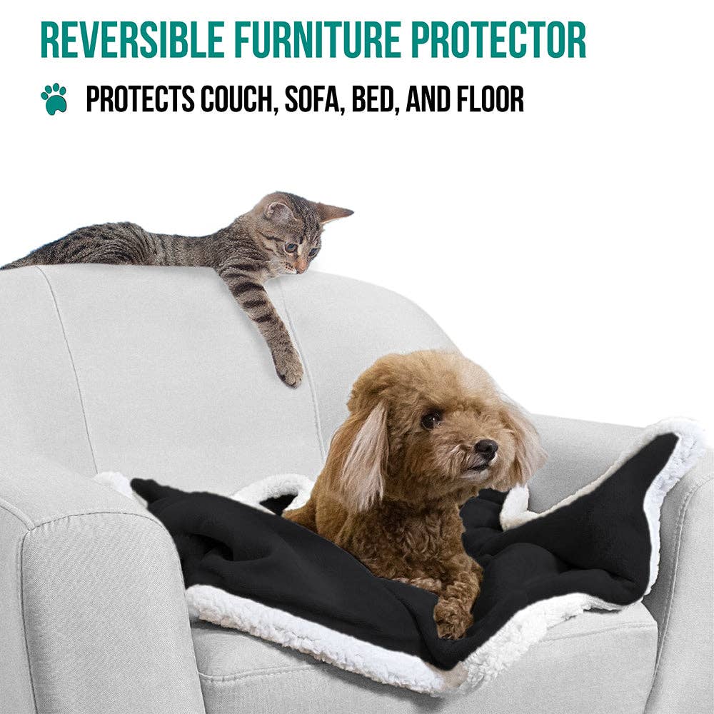 Waterproof Fleece Pet Blanket: Charcoal/White / Medium - 40" x 50"