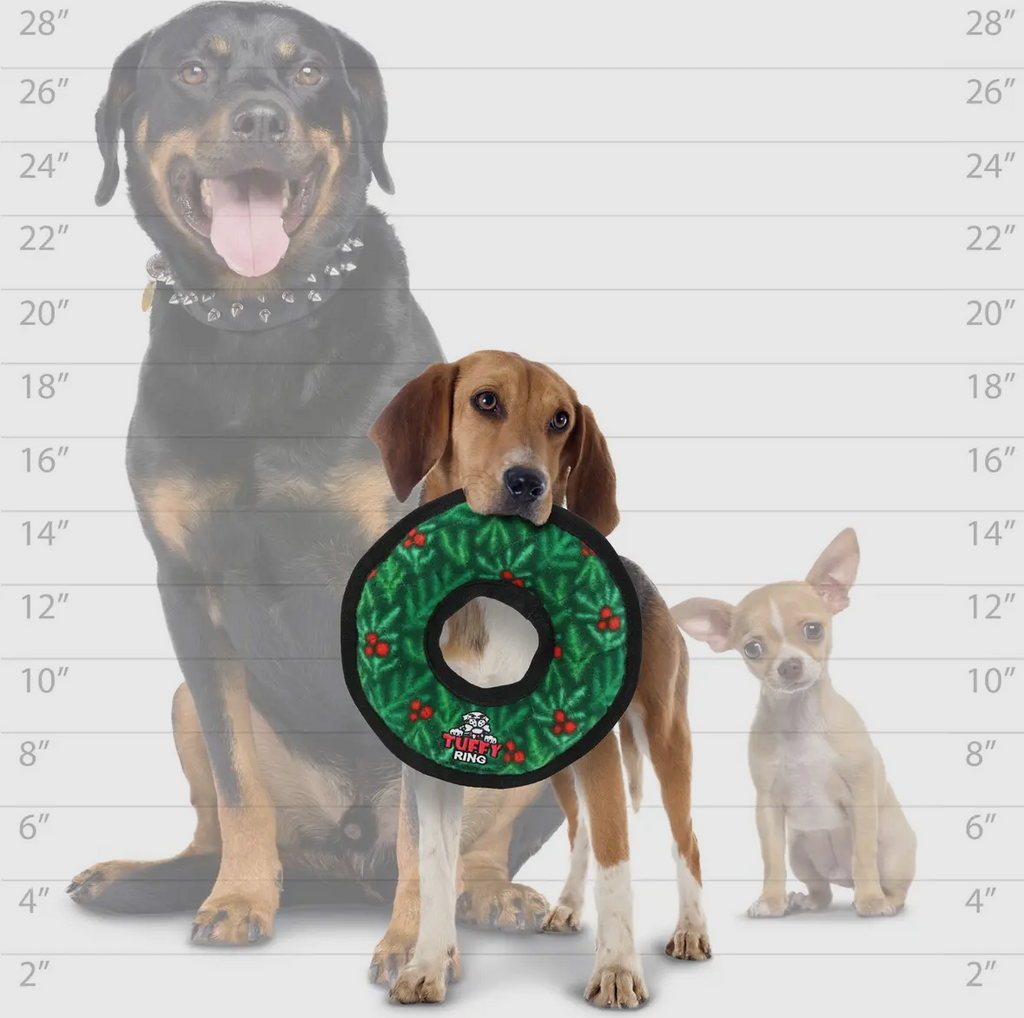 Tuffy Holiday Medium Ring
Wreath, Durable Squeaky Dog Toy