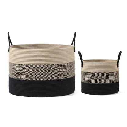 Boho Organic Cotton Rope Storage Basket: Large