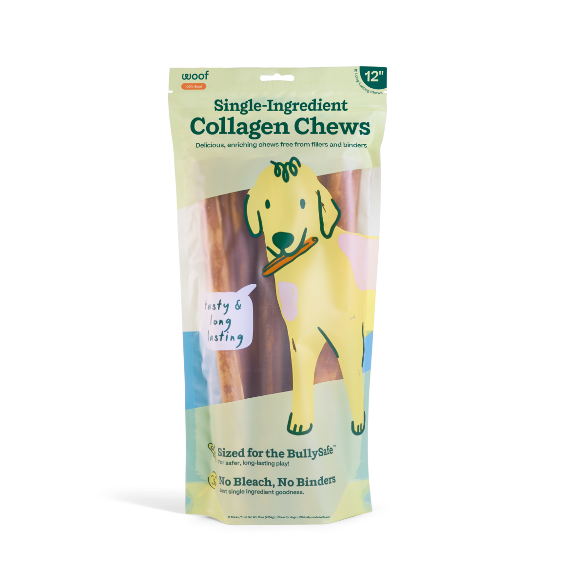 BullySafe Chews - Pure Collagen: Beef / 12-inch 5 pack