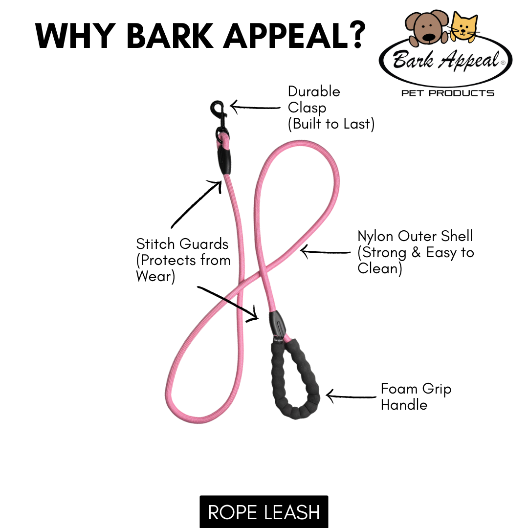 4' Foot Rope Leash: Pink
