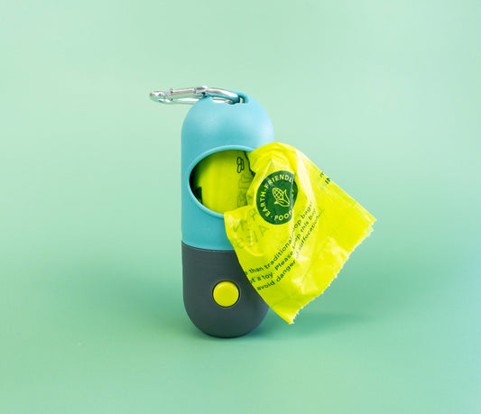 Poop Bag Dispenser with LED Flashlight: Blue