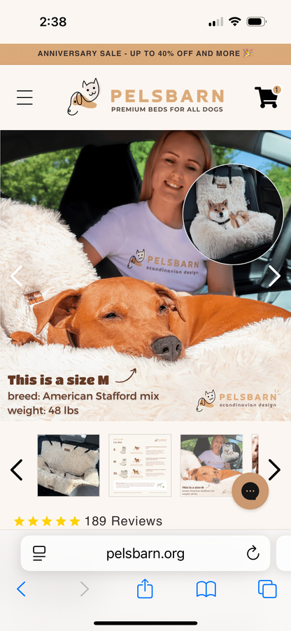 Pelsbarn Protecting Car Bed: Beige XL