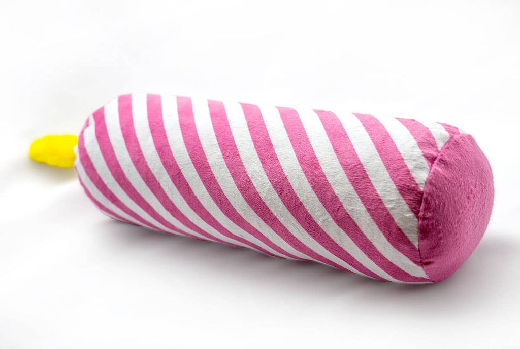 ThoozyPet Birthday Candle Pink Plush Dog Toy with Rope 16"