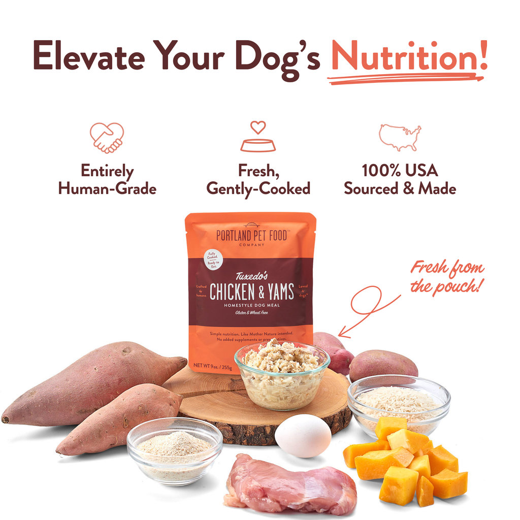 Tuxedo's Chicken & Yams Human Grade Fresh Wet Food Dog Pouch