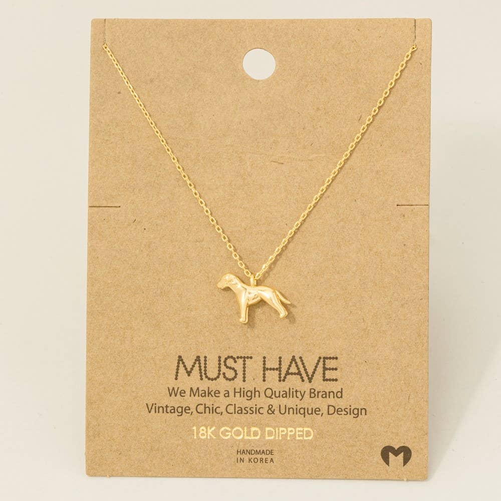 Gold Dipped Dog Pendant Necklace: G