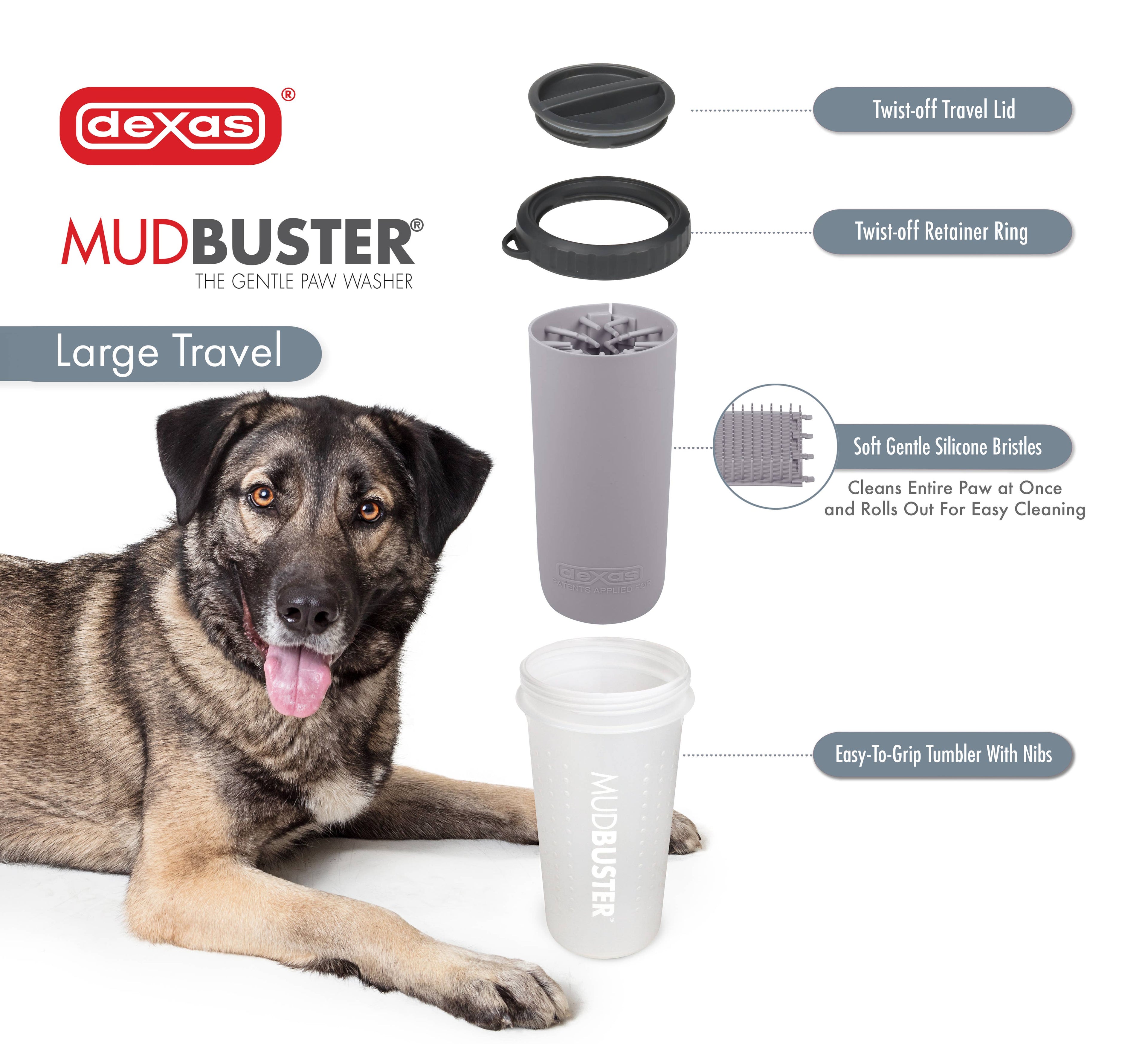 MudBuster Paw Washer with Travel Lid - Pet Cleaning Supplies: Medium Blue Lidded MudBuster