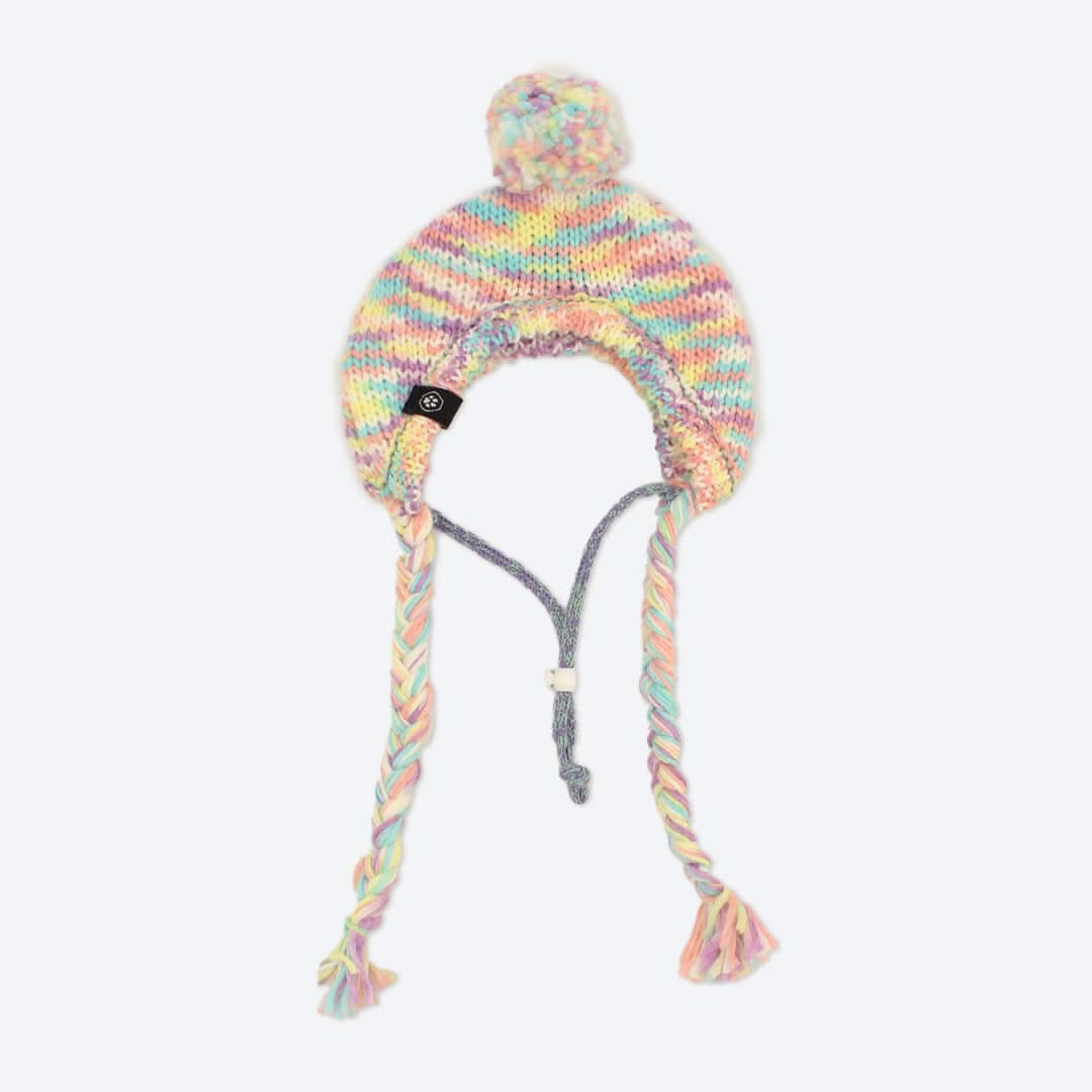 Knit Pom Pom Dog Beanie Hat - Pastel Icing: L (45-100lbs/20-50kg)