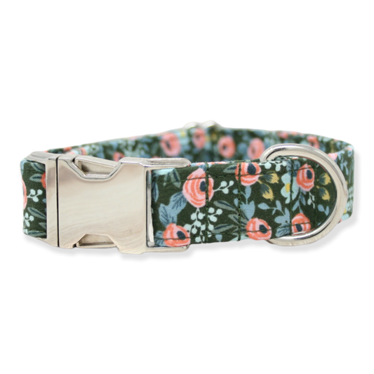 Floral Dog Collar, Silver