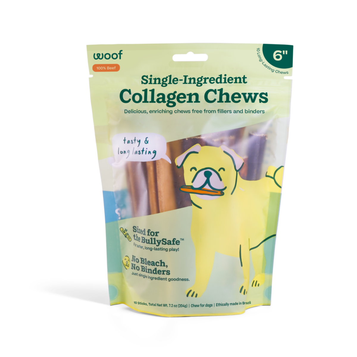 BullySafe Chews - Pure Collagen: Beef / 6-inch 5 pack