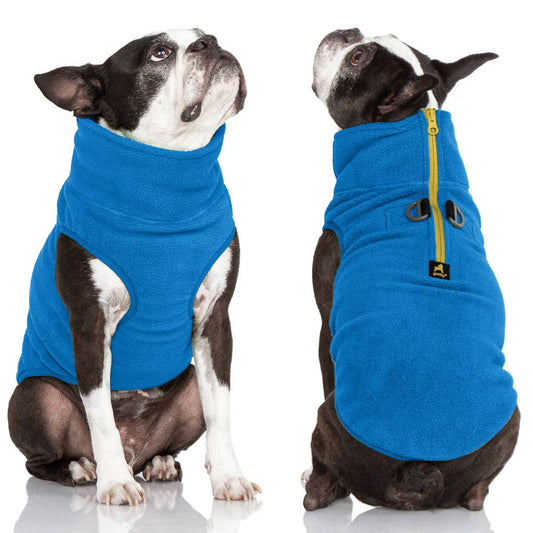 Half Zip-Up Fleece Vest: Blue