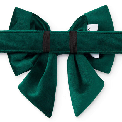 Forest Green Velvet Holiday Lady Dog Bow: