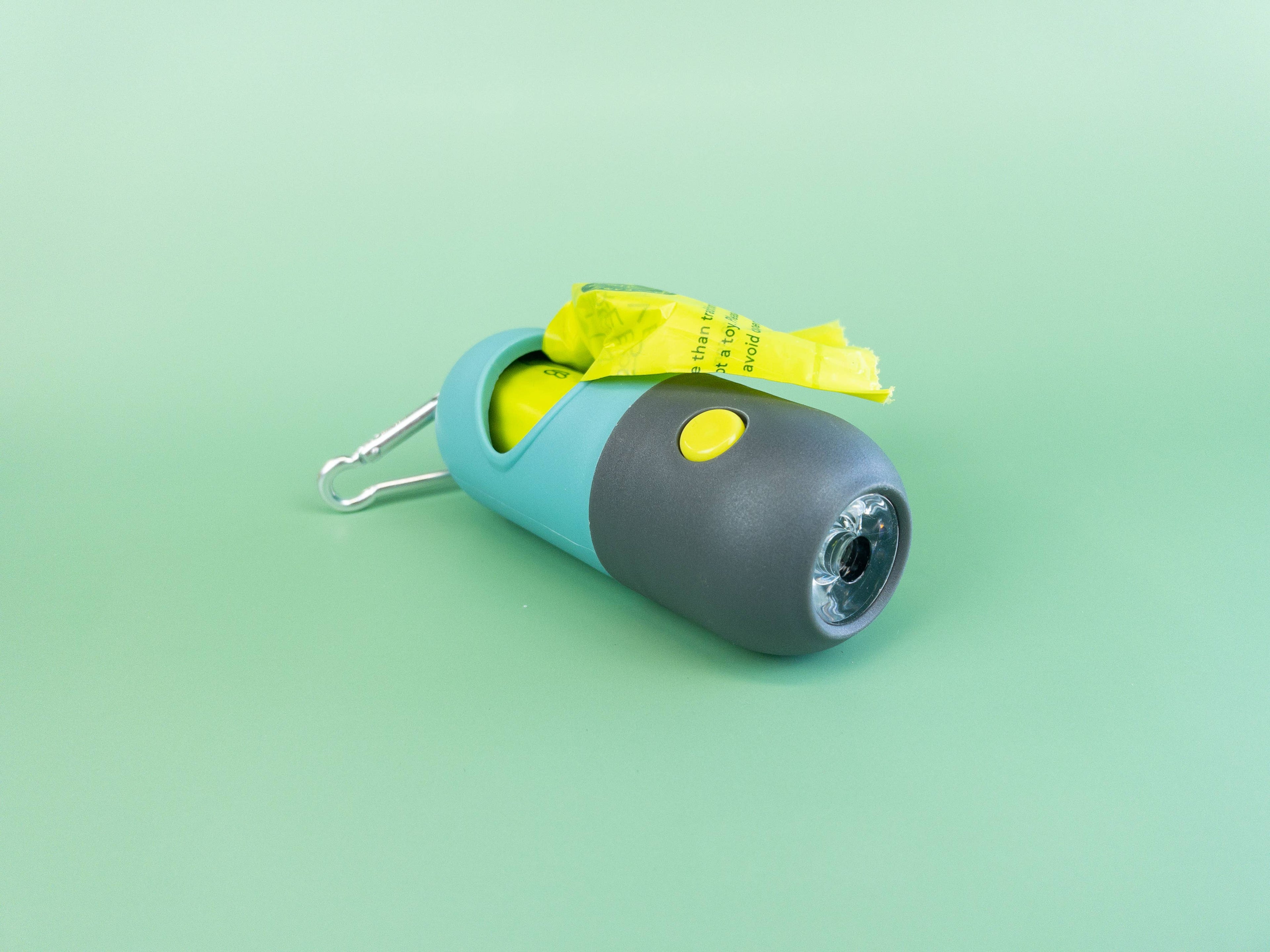 Poop Bag Dispenser with LED Flashlight: Seafoam