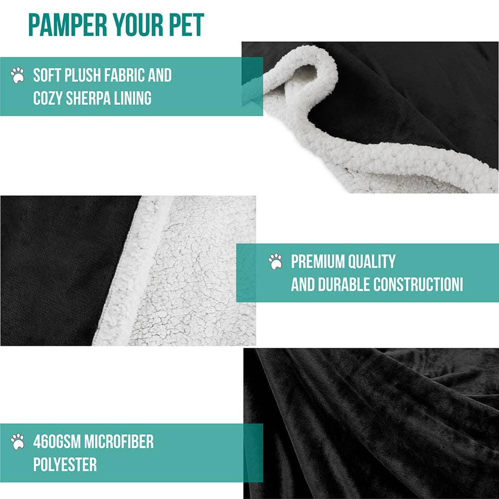 Waterproof Fleece Pet Blanket: Charcoal/White / Medium - 40" x 50"