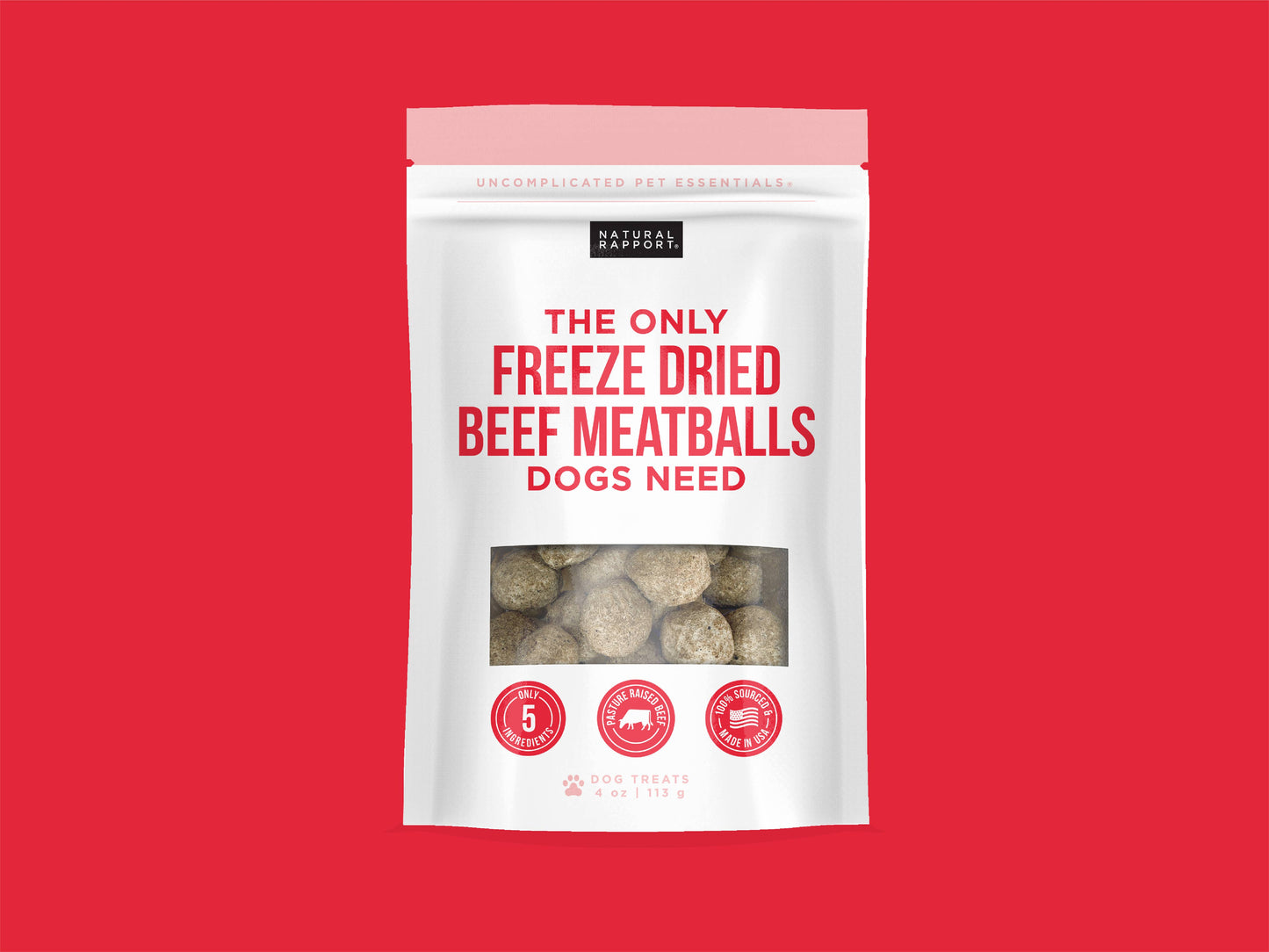 The Only Freeze Dried Beef Meatballs Dogs Need: 4 oz