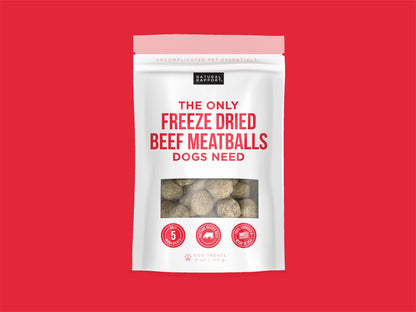 The Only Freeze Dried Beef Meatballs Dogs Need: 4 oz