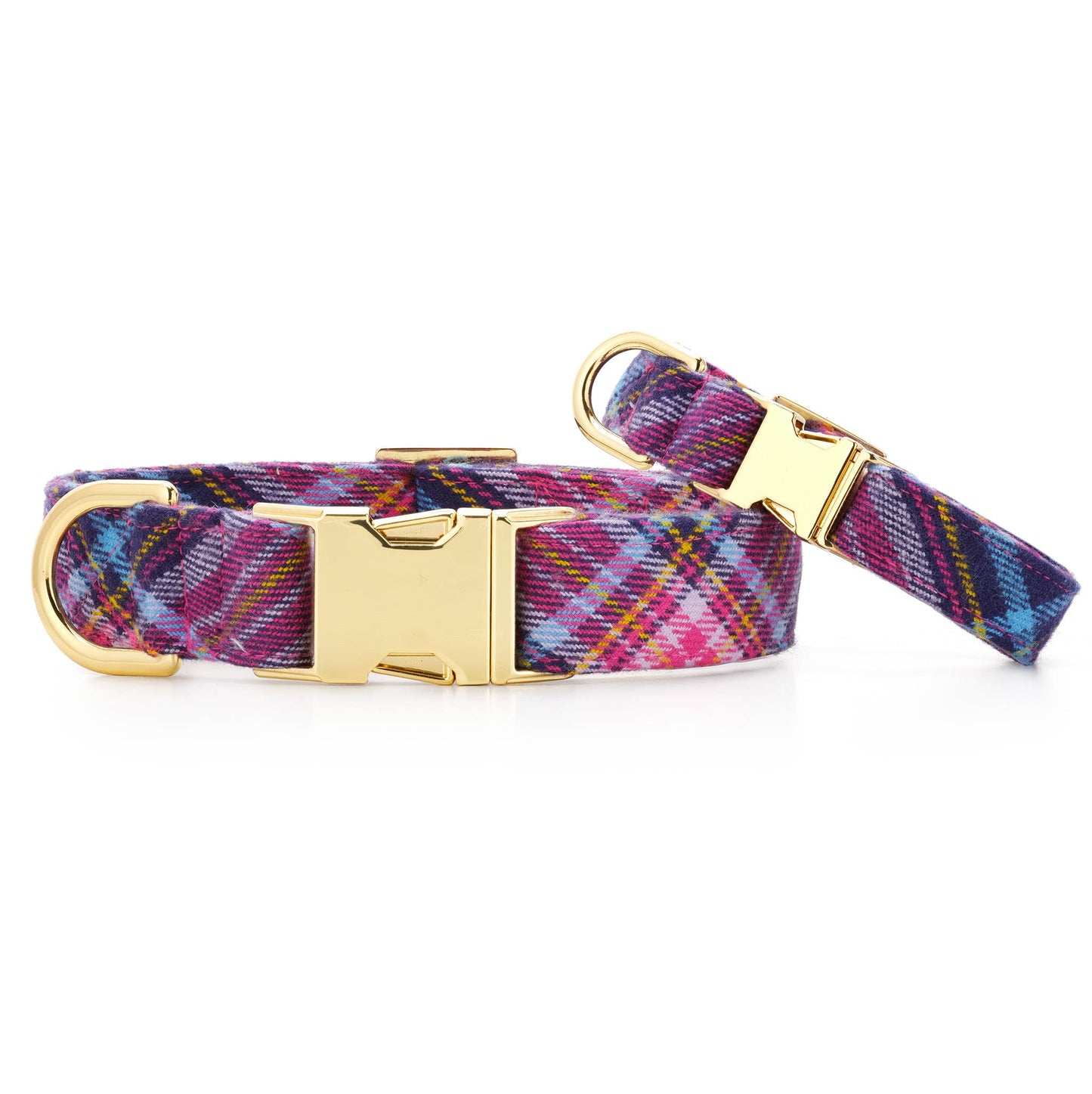 Camilla Plaid Flannel Fall Dog Collar: Gold