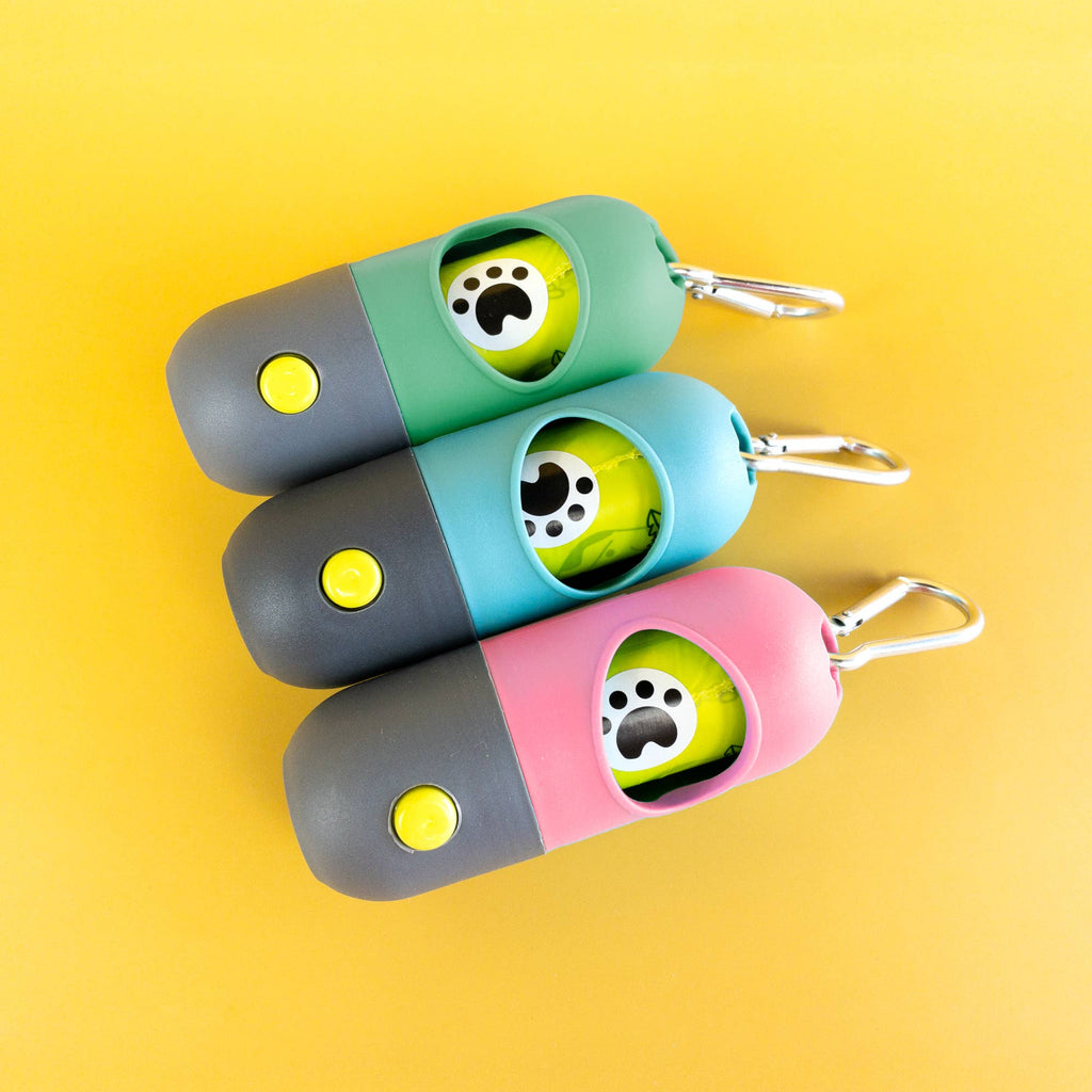 Poop Bag Dispenser with LED Flashlight: Blue