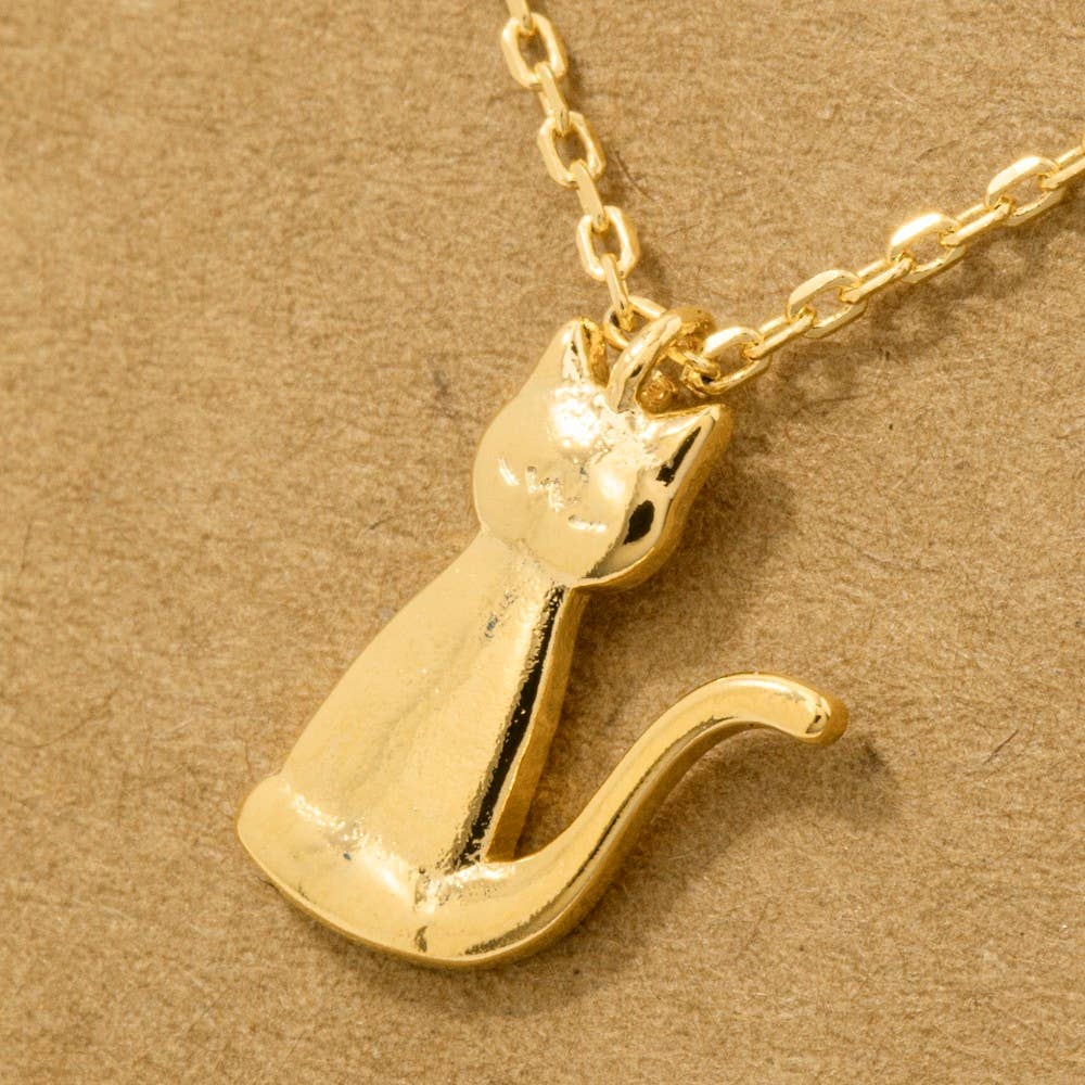 Gold Dipped Cat Pendant Necklace: G