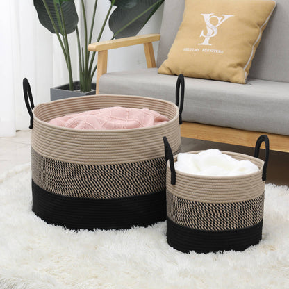 Boho Organic Cotton Rope Storage Basket: Large