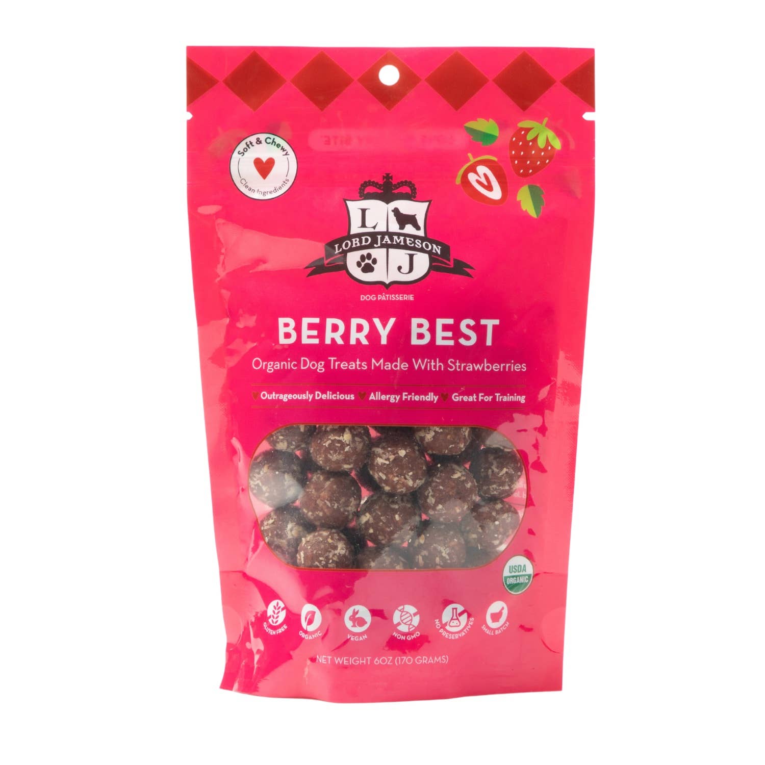 Lord Jameson Berry Best Organic Soft & Chewy Dog Treats 6oz