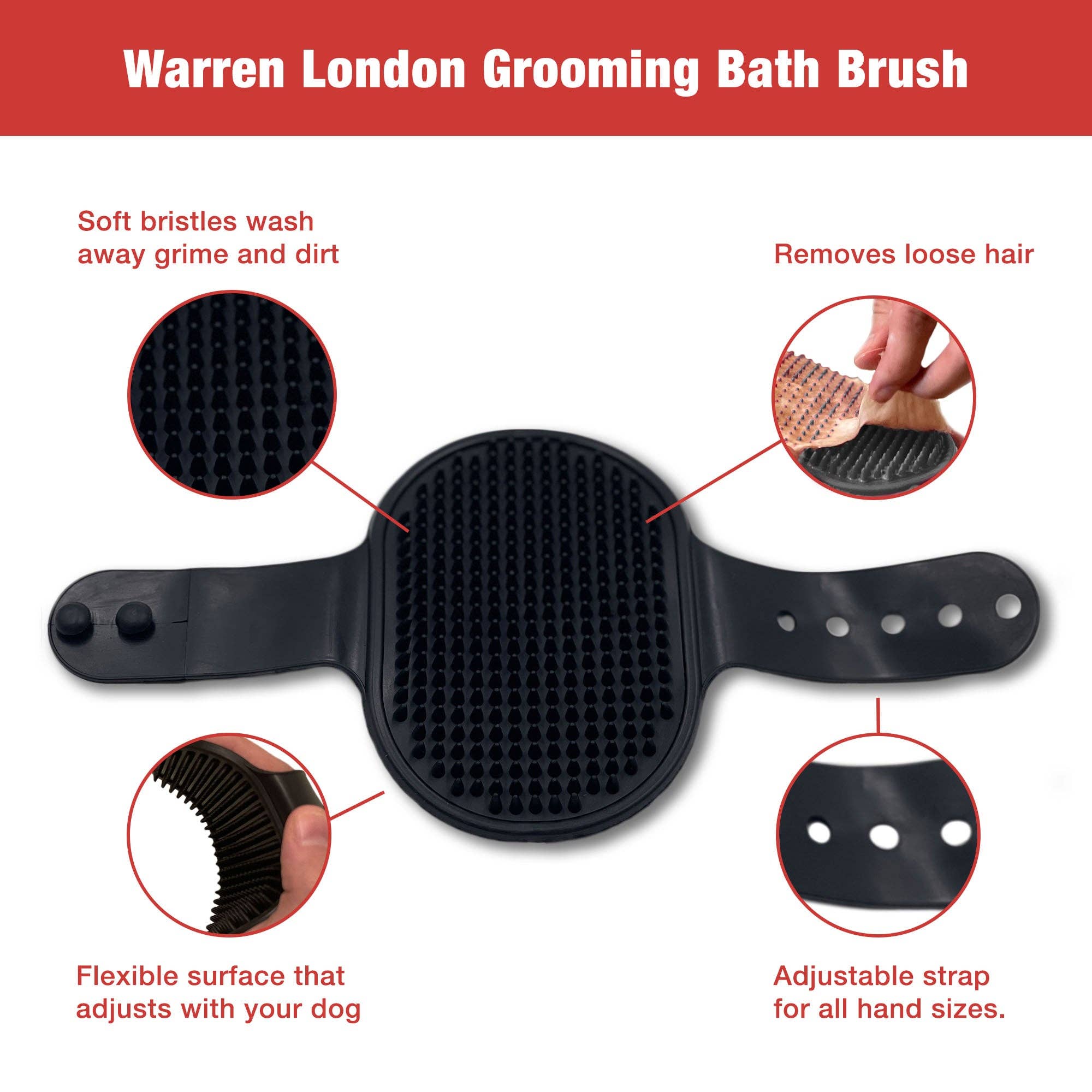 Grooming Bath Brush: Red