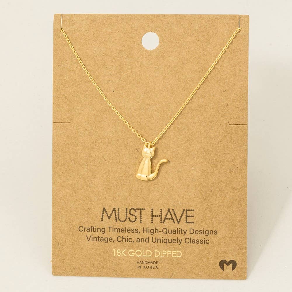 Gold Dipped Cat Pendant Necklace: G