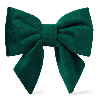 Forest Green Velvet Holiday Lady Dog Bow: